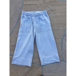 Quince Women’s SuperSoft Fleece Wide Leg Pants Grey Medium Cropped Drawstring